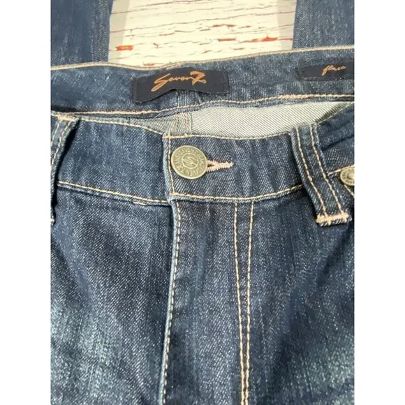 Seven7 Jeans Womens Size 10 Mid Rise Flare Dark Wash Blue Denim Hippie Festival - Picture 7 of 13